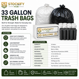 33 Gallon Trash Bags (Black or White) – 100 Pcs