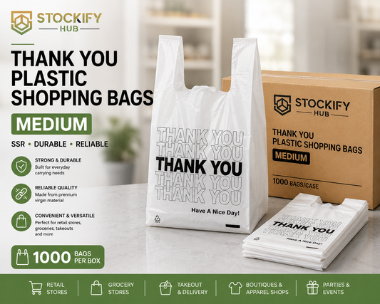 Thank You Plastic Shopping Bags – 1000 Count Box - Medium