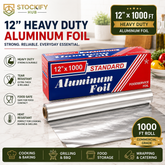 12 Inch Aluminum Foil Roll – 1000 Sheets/Box