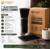7 Inch Black Wrapped Coffee Stirrers – 10x1000 Pcs/Box