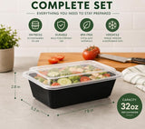 32 oz Heavy-Duty Rectangle Meal Prep Containers with Lids – 150 Pcs/Carton