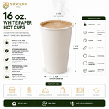 16 oz White Paper Hot Cups – 1200 Ct