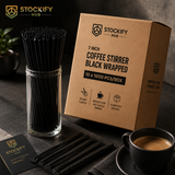 7 Inch Black Wrapped Coffee Stirrers – 10x1000 Pcs/Box