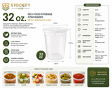 32 oz Deli Food Storage Containers with Airtight Lids – 240 Pcs/Carton