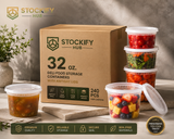 32 oz Deli Food Storage Containers with Airtight Lids – 240 Pcs/Carton
