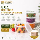 8 oz Deli Food Storage Containers with Airtight Lids – 240 Pcs