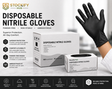 Black Premium Powder-Free Nitrile Exam Gloves – Medical Grade Disposable Gloves, 1000 Count Case (10 Boxes of 100 Pcs)