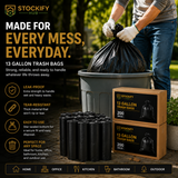 Heavy-Duty 33 Gallon Trash Bags (Black) – 200 Pcs/Box