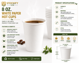 8 oz White Paper Hot Cups – 1000 Pcs