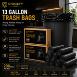 Heavy-Duty 33 Gallon Trash Bags (Black) – 200 Pcs/Box