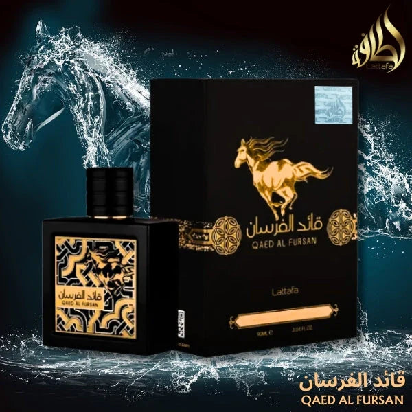 Lattafa Qaed Al Fursan perfume packaging