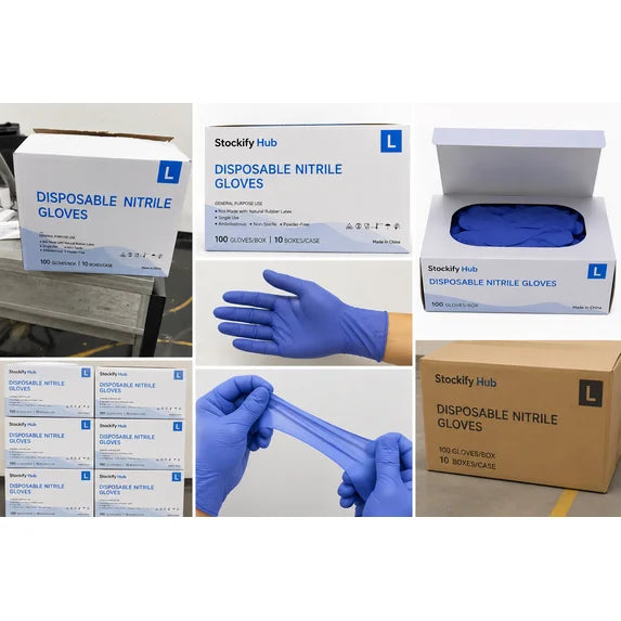 Premium Powder-Free Nitrile Exam Gloves  – Medical Grade Disposable Gloves, 1000 Count Case (10 Boxes of 100 Pcs)
