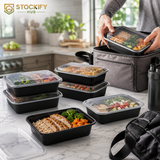 58 oz Rectangle Meal Prep Containers with Lids – 150 Pcs/Carton