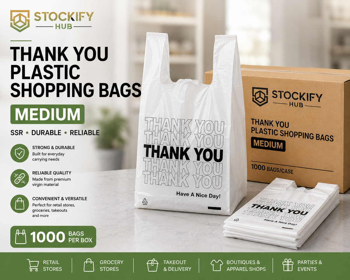 Thank You Plastic Shopping Bags – 1000 Count Box - Medium