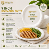 9 Inch Heavy-Duty Sugarcane Bagasse Plates – 500 Pcs/Carton