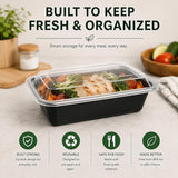 32 oz Heavy-Duty Rectangle Meal Prep Containers with Lids – 150 Pcs/Carton