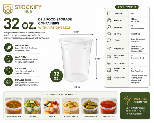 32 oz deli containers with lids