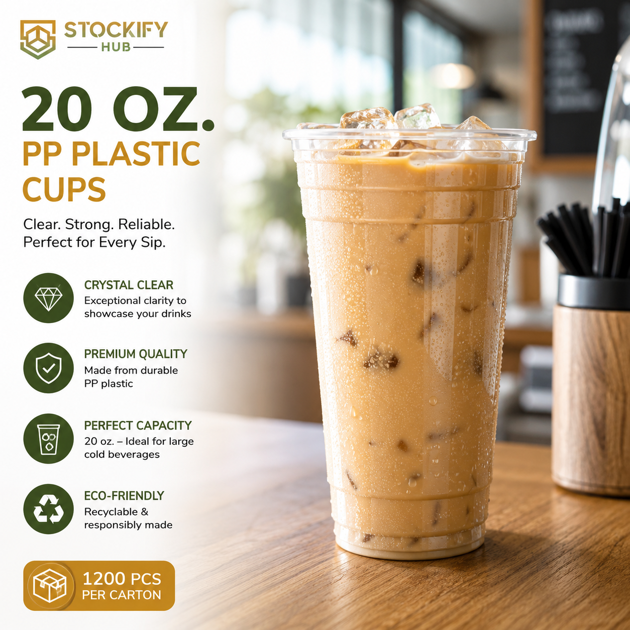 20 oz PP Plastic Cups – 1200 Pcs/Carton