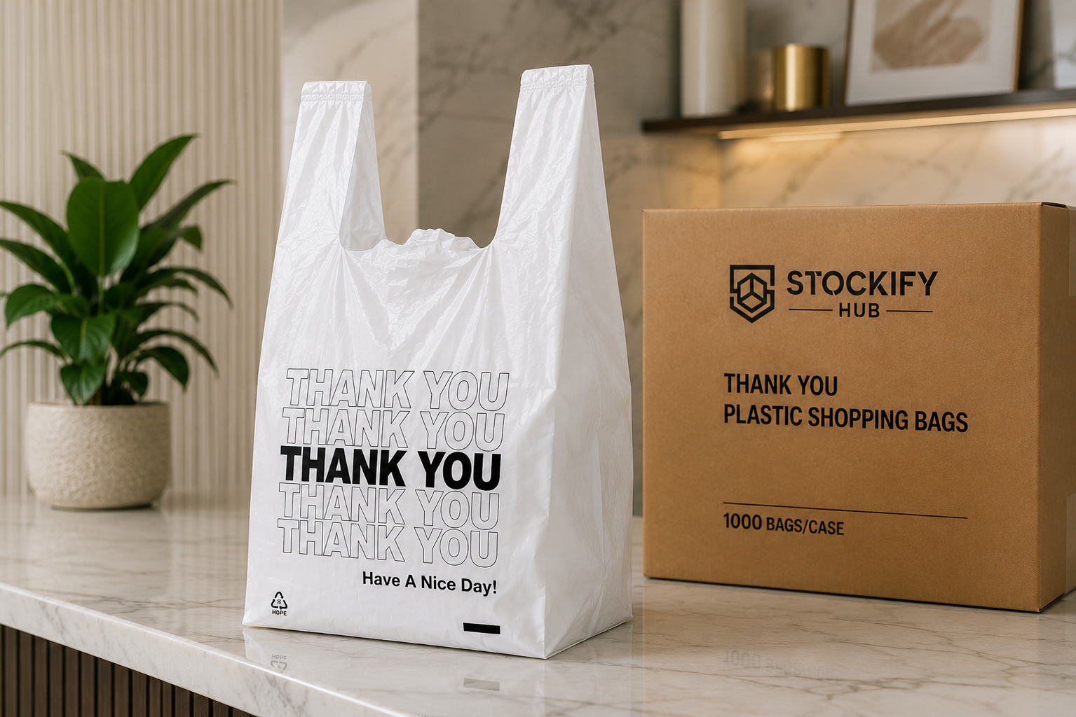 Thank You Plastic Shopping Bags – 350 Count Box - Jumbo