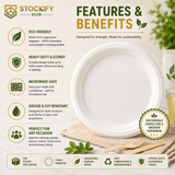 9 Inch Heavy-Duty Sugarcane Bagasse Plates – 500 Pcs/Carton