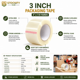 3 Inch Clear Packaging Tape (3" x 110 Yards) – 24 Pcs/Carton