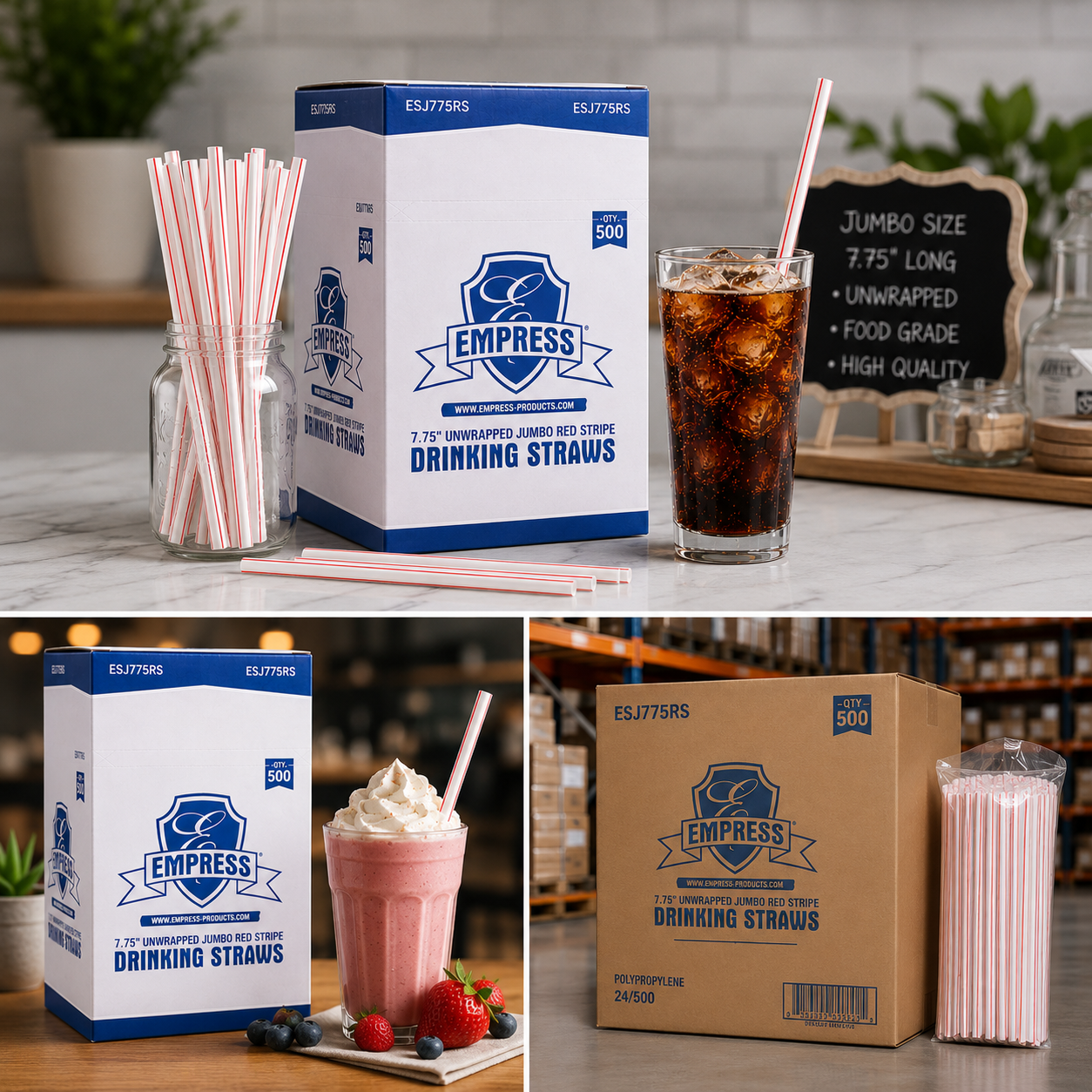 7.75 Inch Jumbo Straws – 24 x 500 Pcs/Carton