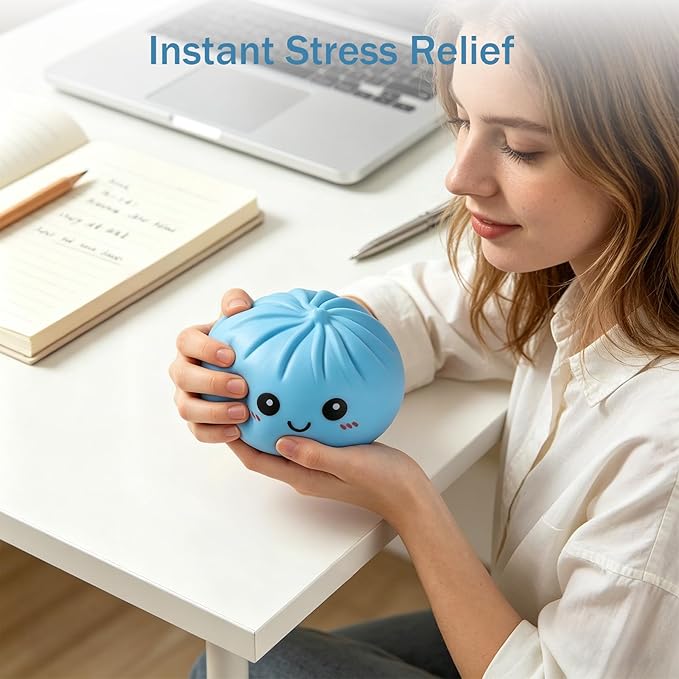 Cute Dumpling Squishy Stress Toy for Kids & Adults | Soft Sensory Fidget Squeeze Toy for Anxiety Relief