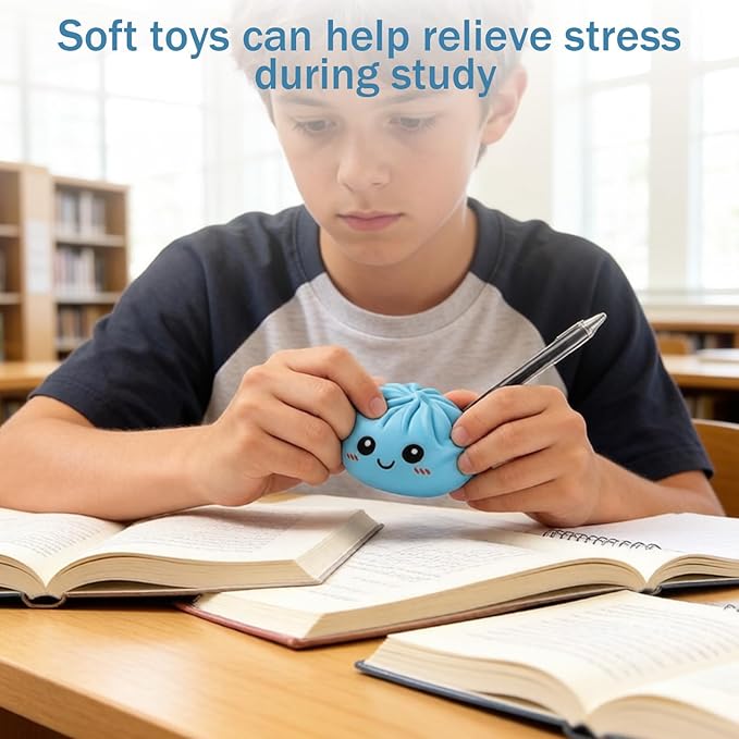 Cute Dumpling Squishy Stress Toy for Kids & Adults | Soft Sensory Fidget Squeeze Toy for Anxiety Relief