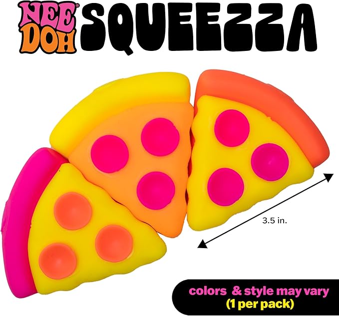 NeeDoh Squeezza Pizza Squishy Toy – Soft Sensory Pizza Fidget Toy (3 Assorted Colours)