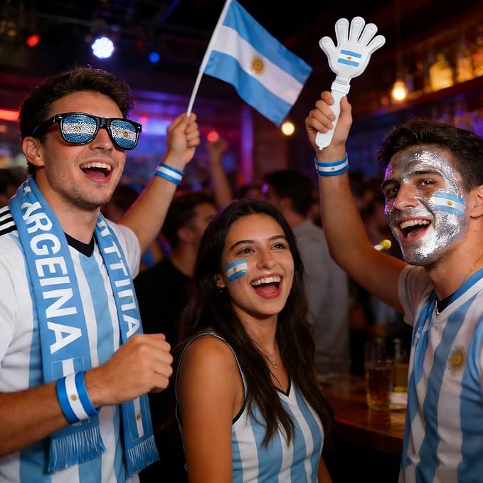 Argentina Football Fan Support Set – 6-Piece Stadium Cheering Kit with Scarf, Flag & Face Paint