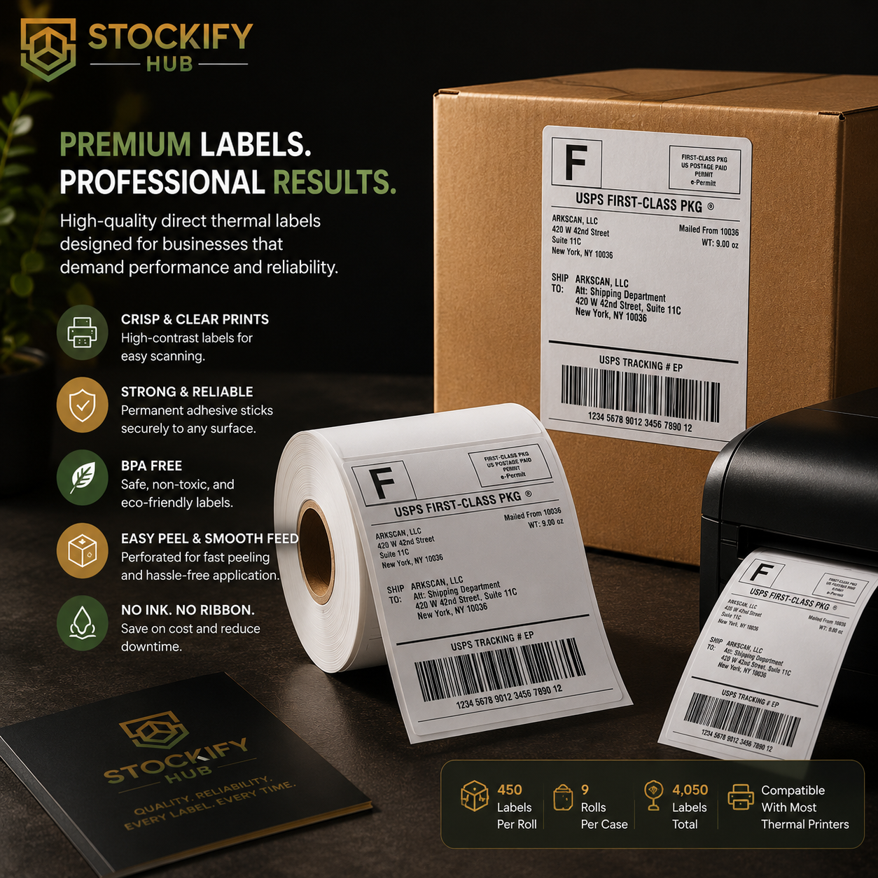 4 x 6 Direct Thermal Shipping Labels – 450 Labels