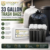 33 Gallon Trash Bags (Black or White) – 100 Pcs
