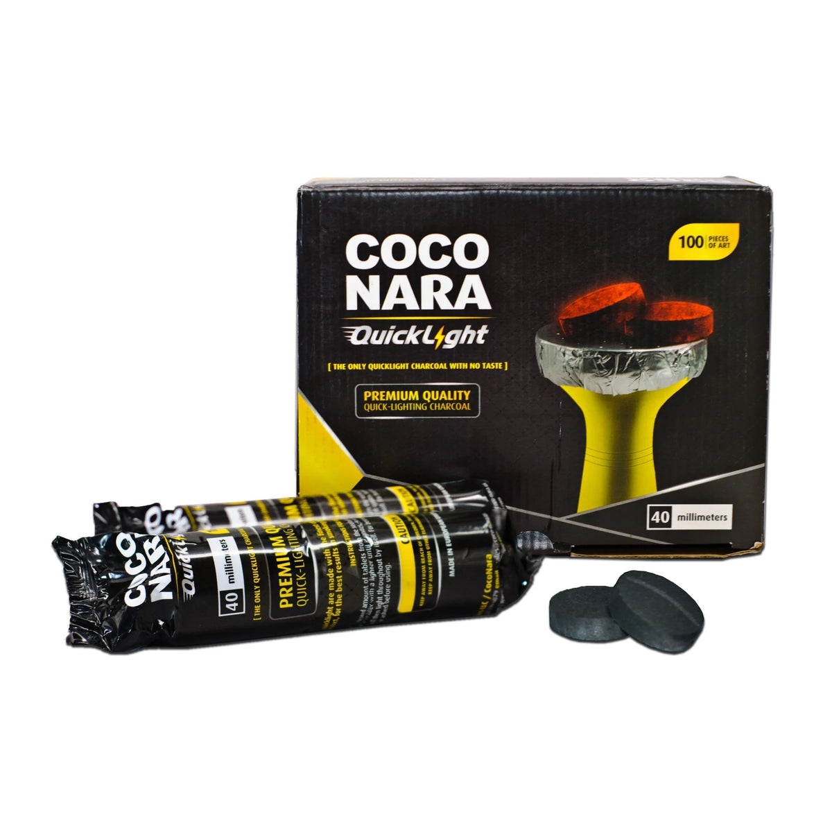 Coco Nara | Quick Light Hookah Charcoal | 40mm | 10 Roll Per Box | CNQL-40