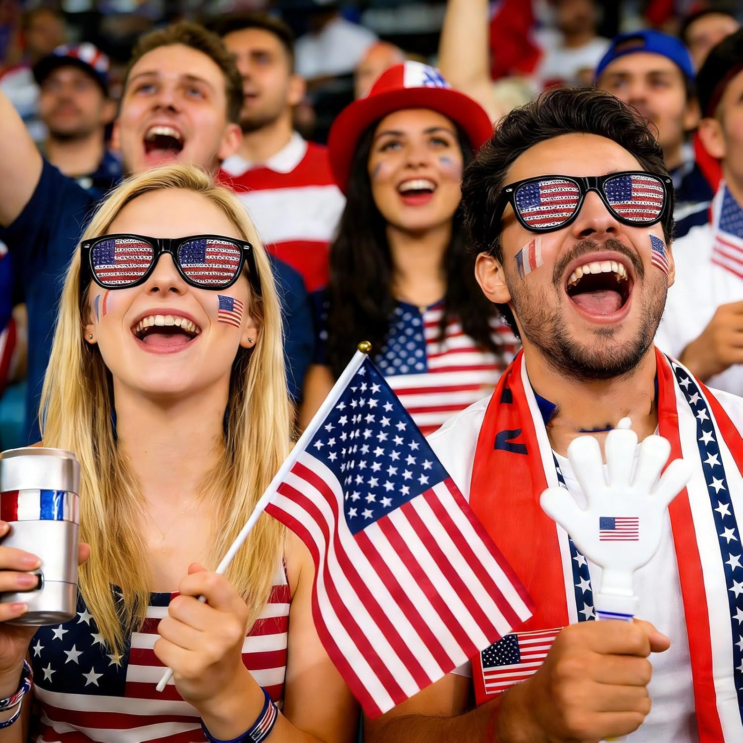 USA Football Fan Support Set – 6-Piece 2026 World Cup Stadium Cheering Kit with Scarf, Flag & Face Paint