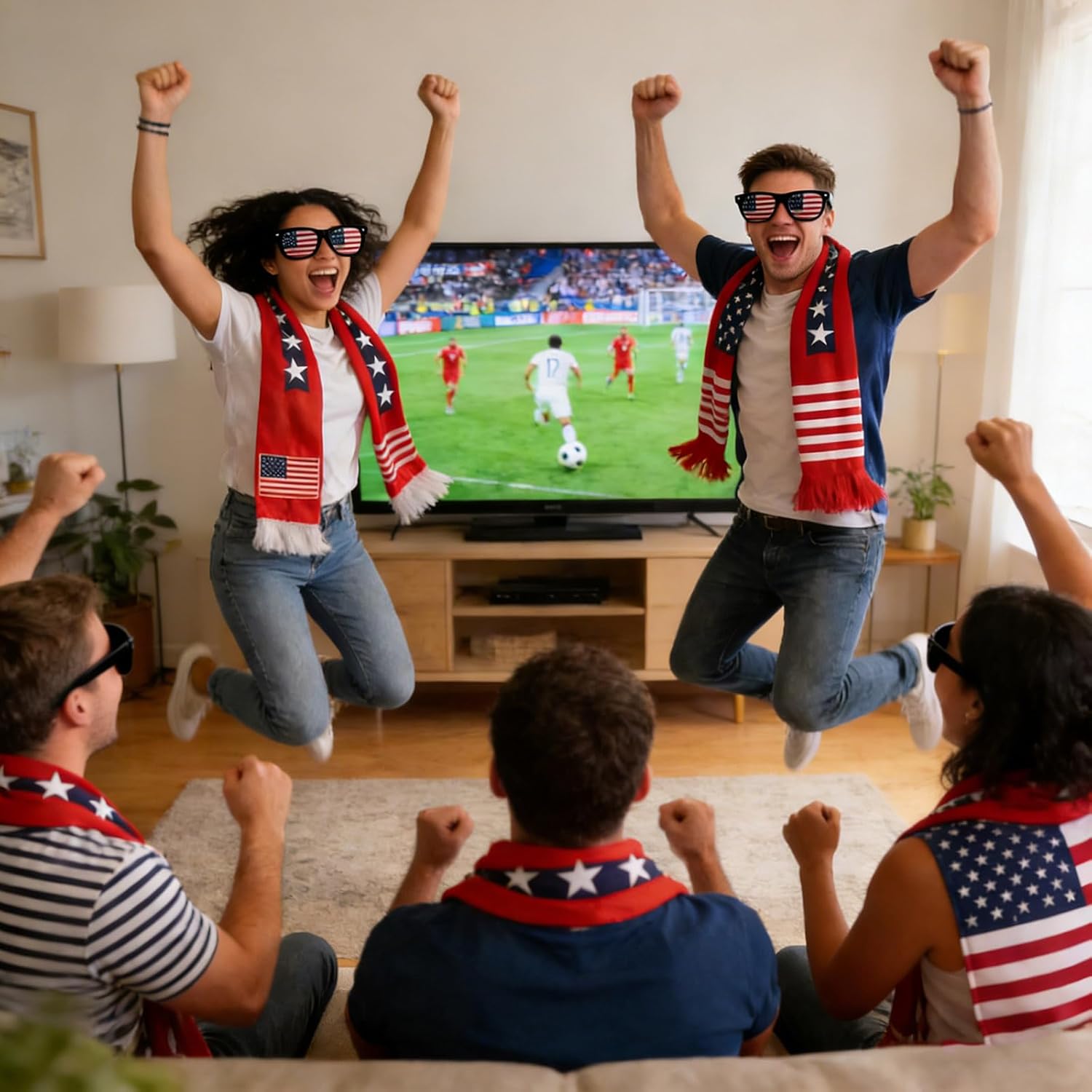USA Football Fan Support Set – 6-Piece 2026 World Cup Stadium Cheering Kit with Scarf, Flag & Face Paint