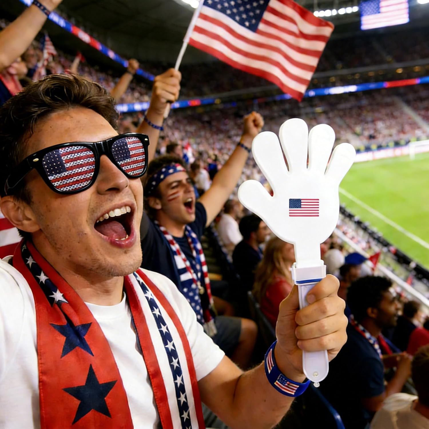 USA Football Fan Support Set – 6-Piece 2026 World Cup Stadium Cheering Kit with Scarf, Flag & Face Paint