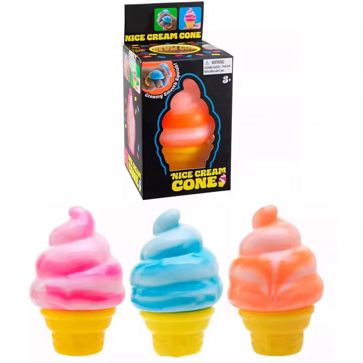 NeeDoh Nice Cream Cone Squishy Toy – Soft Sensory Ice Cream Fidget Toy for Stress Relief