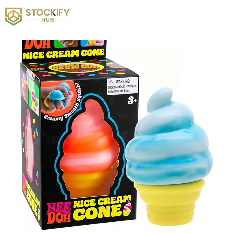 NeeDoh Nice Cream Cone Squishy Toy – Soft Sensory Ice Cream Fidget Toy for Stress Relief