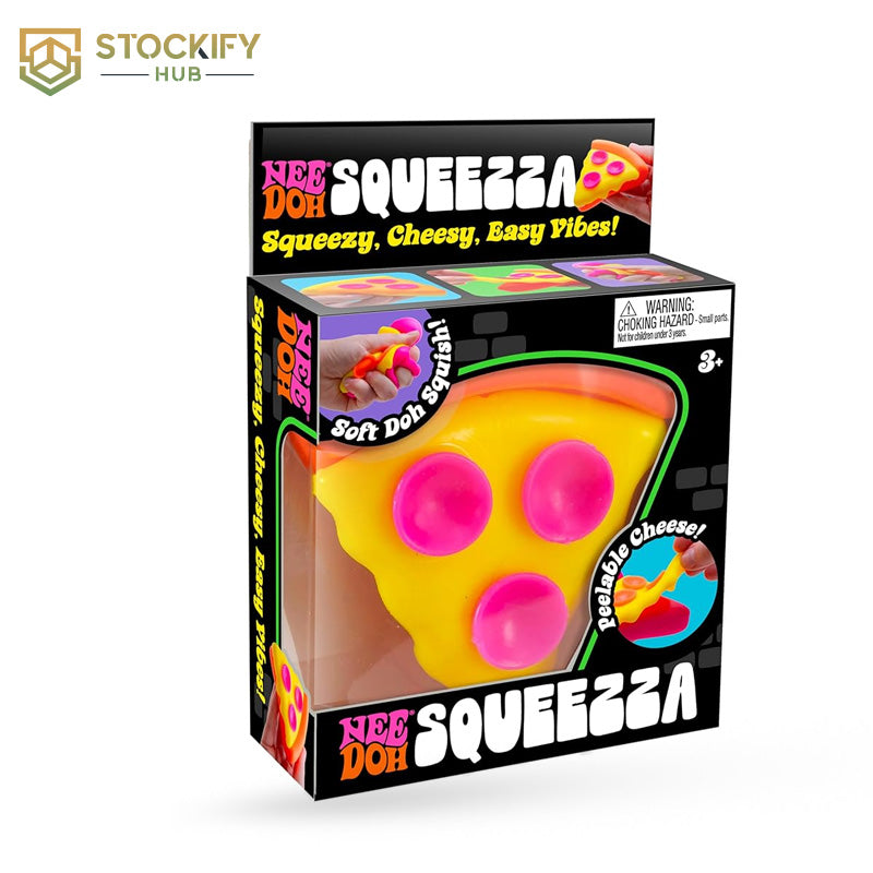 NeeDoh Squeezza Pizza Squishy Toy – Soft Sensory Pizza Fidget Toy (3 Assorted Colours)