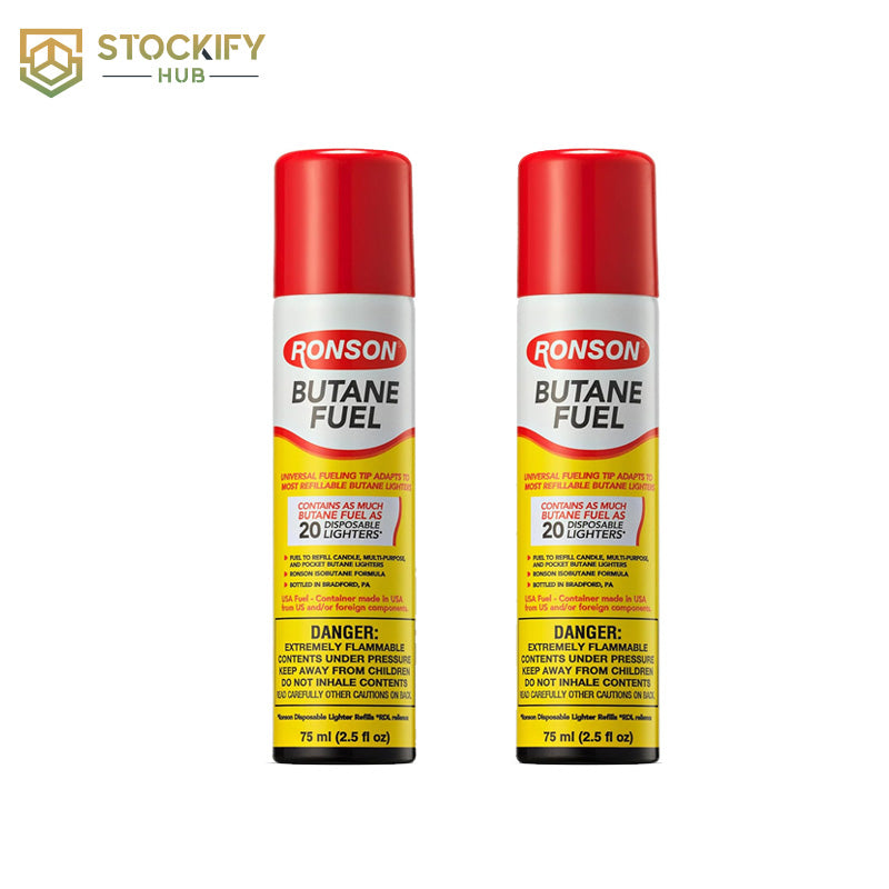 Ronson Premium Butane Fuel Refill (75ml) – Twin Value Pack of 2 Canisters