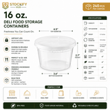 16 oz Deli Food Storage Containers with Airtight Lids – 240 Pcs/Carton