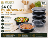 28 oz Rectangle Meal Prep Containers with Lids – 150 Pcs/Carton