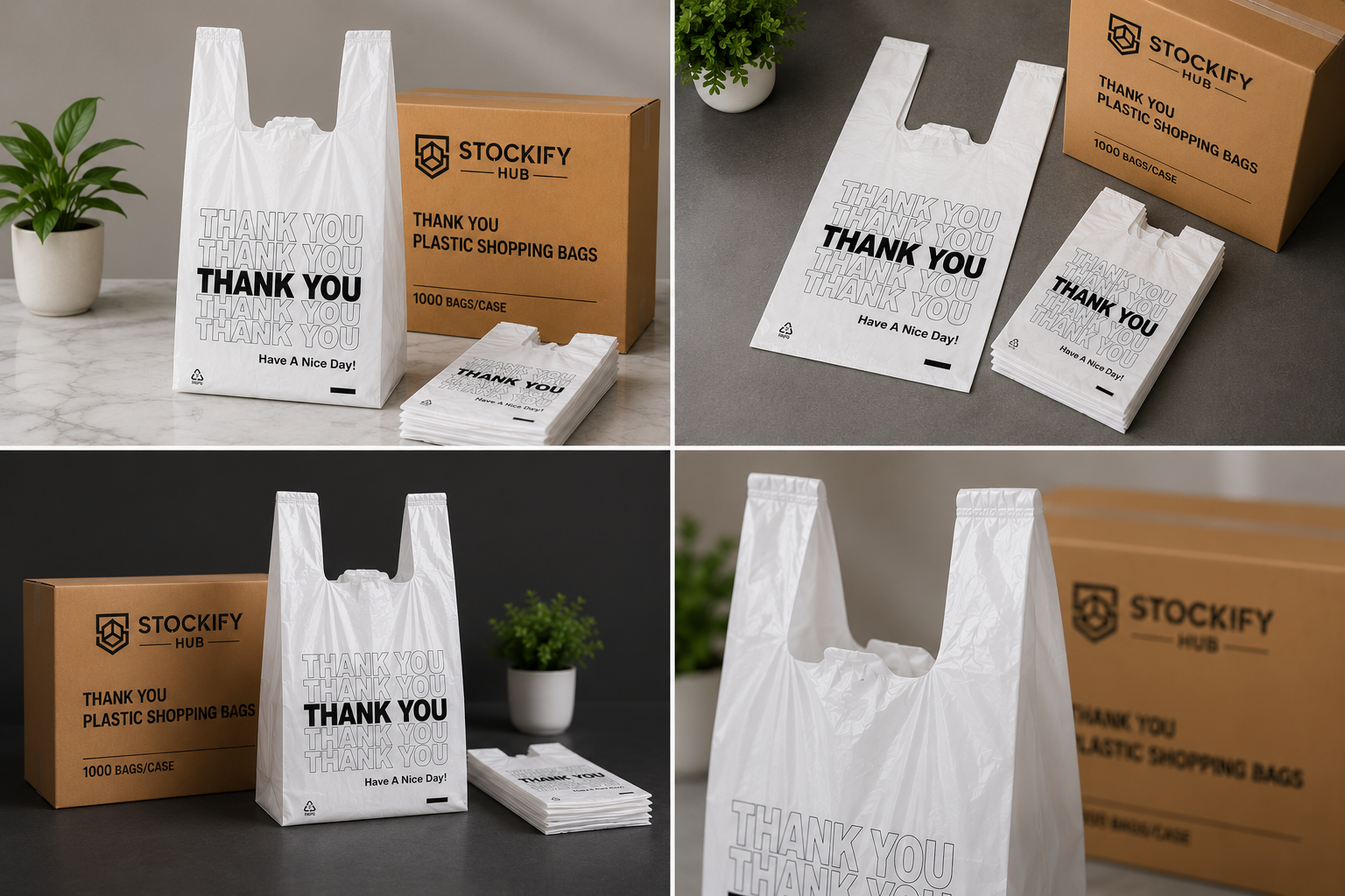 Thank You Plastic Shopping Bags – 350 Count Box - Jumbo