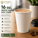 16 oz White Paper Hot Cups – 1200 Ct