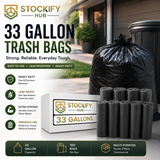 Heavy-Duty 33 Gallon Trash Bags (Black) – 200 Pcs/Box