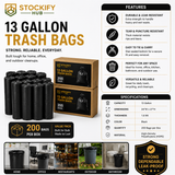 Heavy-Duty 33 Gallon Trash Bags (Black) – 200 Pcs/Box